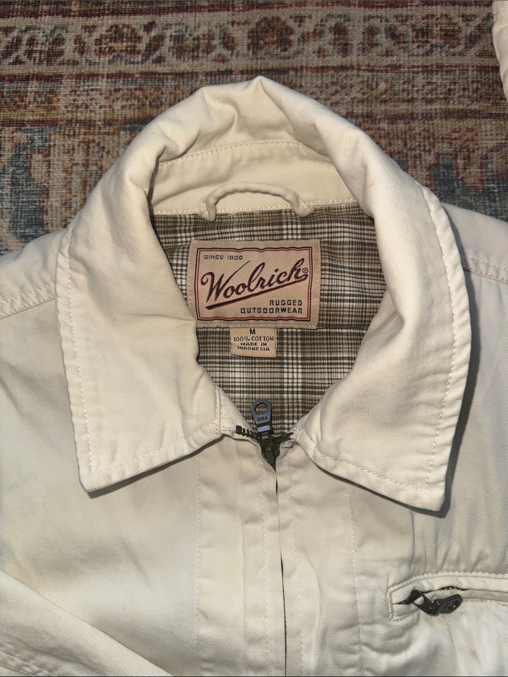 Y2K Woolrich Rugged Outdoor Women’s Medium Zip-Front Jacket Cream Jacket